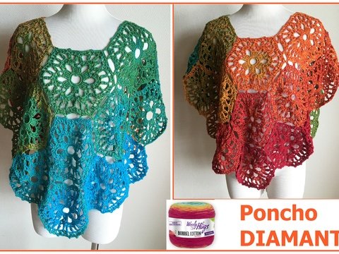 Poncho "DIAMANT" mit 1 Bobbel Woolly Hugs häkeln