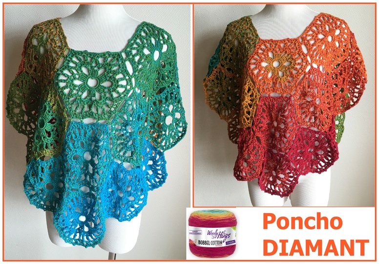 Poncho "DIAMANT" mit 1 Bobbel Woolly Hugs häkeln