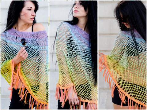 Sommer Poncho "SUNSET" super einfach - 1 Bobbel