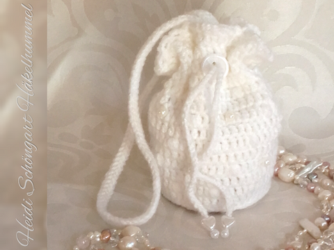 Brautbeutel / Brauttasche mit Perlen, Hochzeit, Heirat, Häkelanleitung
