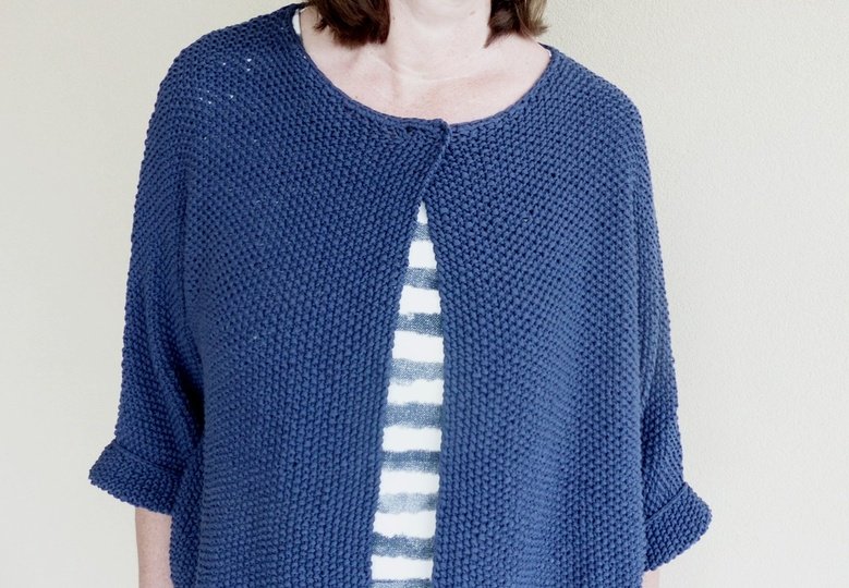 Saloppe Kurz-Jacke Strickanleitung Gr. S, M, L, XL (leicht)