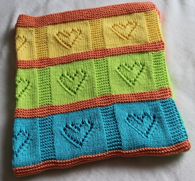 Strickanleitung Babydecke, Plaid, Krabbeldecke mit Lace-Herzen - Bild 17