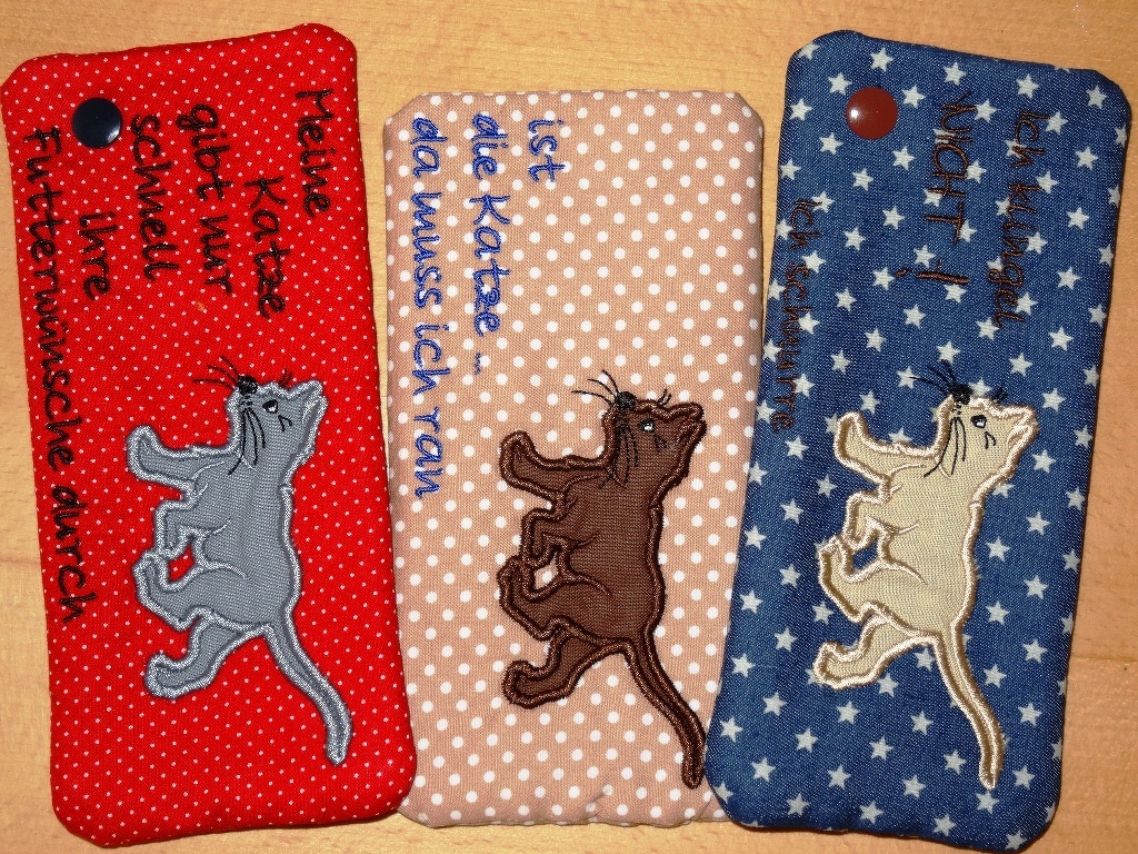 Stickdatei Handytasche Katze ITH Tasche