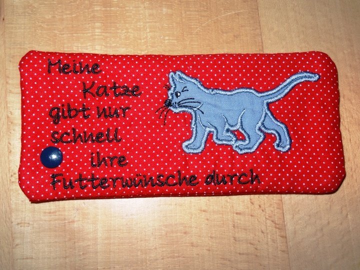 Stickdatei Handytasche Katze ITH Tasche
