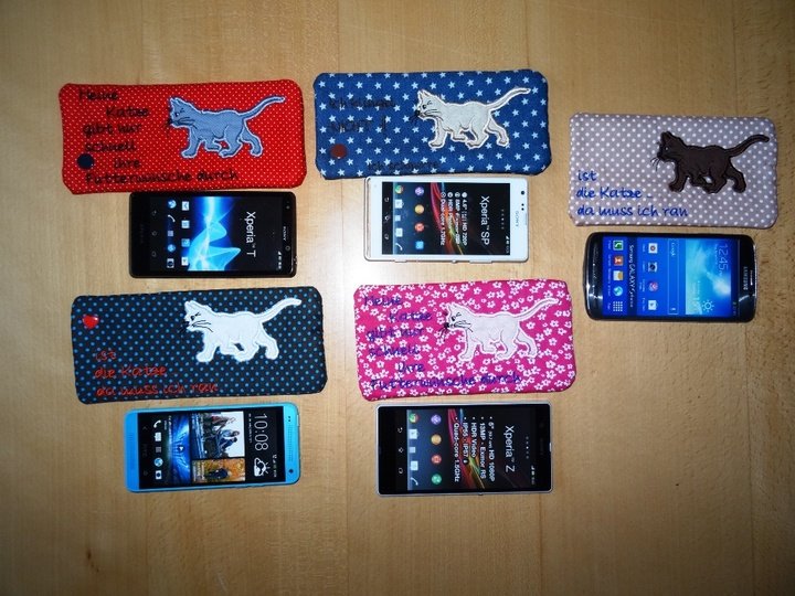 Stickdatei Handytasche Katze ITH Tasche