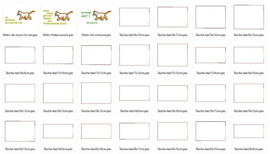 Stickdatei Handytasche Katze ITH Tasche