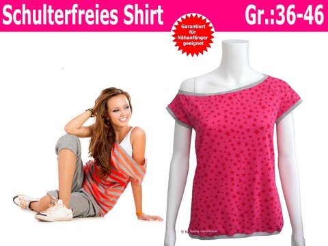 Schulterfreies Shirt nähen - Schnittmuster & Nähanleitung