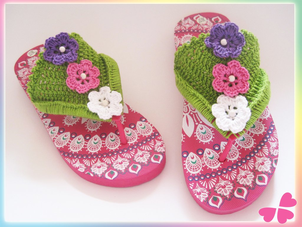 Häkelanleitung: Flip Flop Design häkeln (8 Größen: 28/29 bis 42/43)