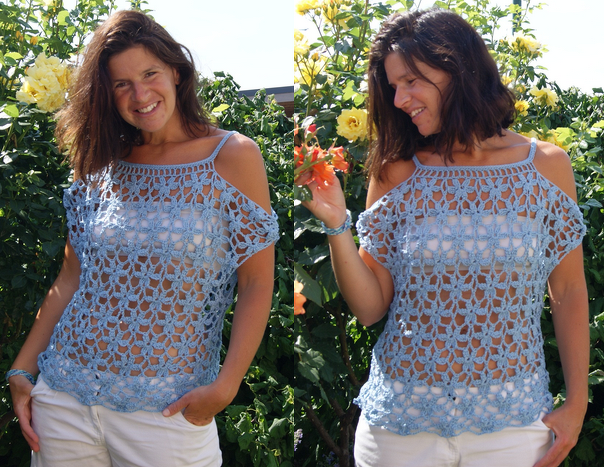 Häkeltop FLOWER-POWER (Gr. S/M, L/XL) - Bild 2