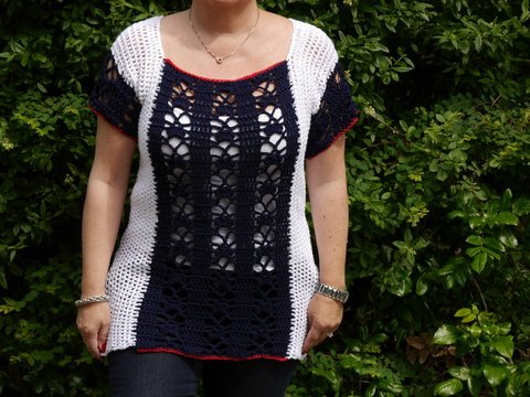 Häkelanleitung Shirt/Tunika oversize für alle Größen leicht anpassbar Marine Style No.1