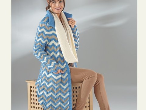 Strickanleitung Damenmantel "Sporty" 755010