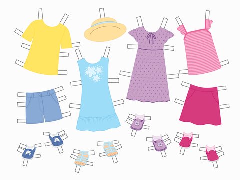 Sommerkleidung für Papierpuppenmädchen – Bastelanleitung und Druckvorlage