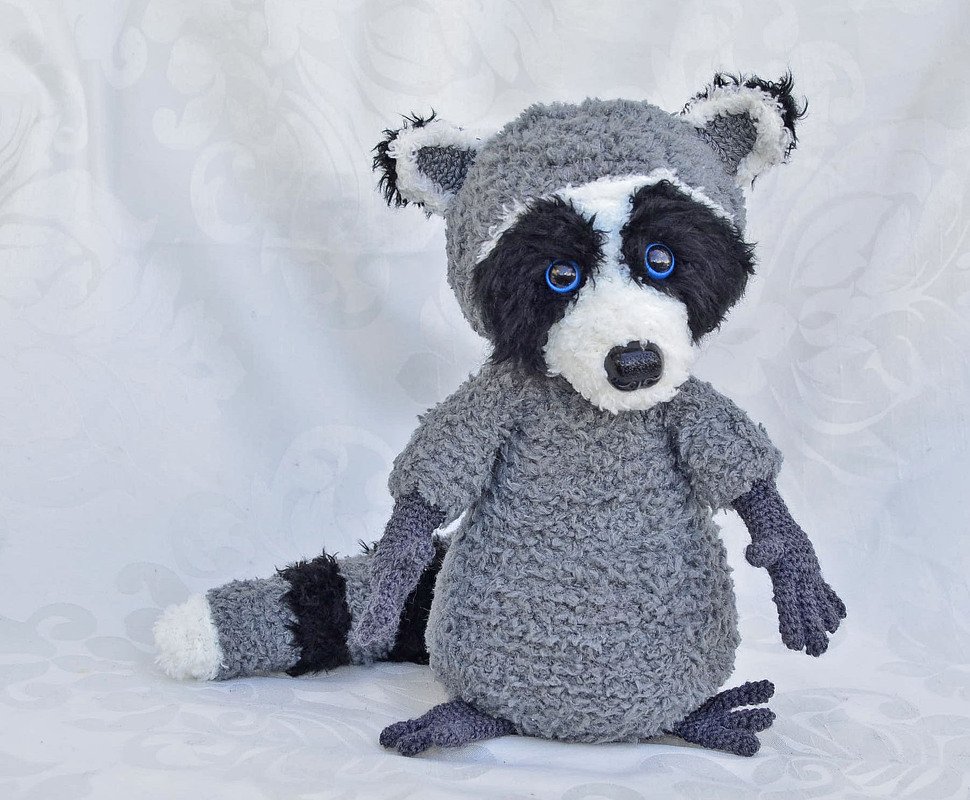 Waschbär incl Anleitung für Häkeln von Kuschelwolle Fransengarn