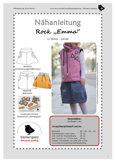 Nähanleitung  Rock "Emma"