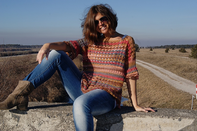 Häkeltunika / Shirt MORGENRÖTE (Gr. S/M und L/XL - leicht an alle Größen anzupassen)