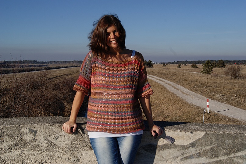 Häkeltunika / Shirt MORGENRÖTE (Gr. S/M und L/XL - leicht an alle Größen anzupassen)