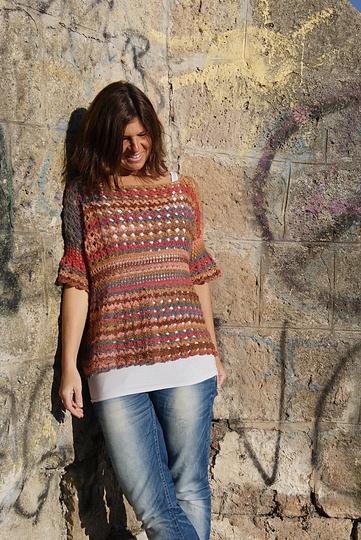 Häkeltunika / Shirt MORGENRÖTE (Gr. S/M und L/XL - leicht an alle Größen anzupassen)