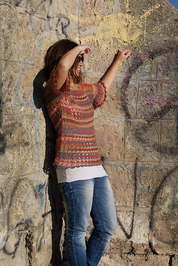 Häkeltunika / Shirt MORGENRÖTE (Gr. S/M und L/XL - leicht an alle Größen anzupassen)