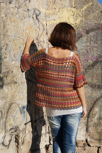 Häkeltunika / Shirt MORGENRÖTE (Gr. S/M und L/XL - leicht an alle Größen anzupassen)