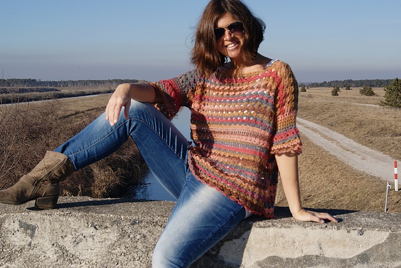 Häkeltunika / Shirt MORGENRÖTE (Gr. S/M und L/XL - leicht an alle Größen anzupassen)