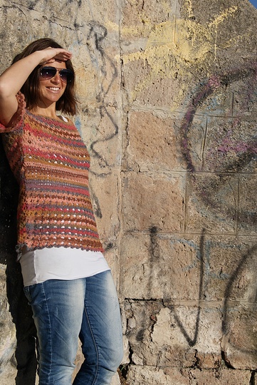 Häkeltunika / Shirt MORGENRÖTE (Gr. S/M und L/XL - leicht an alle Größen anzupassen)