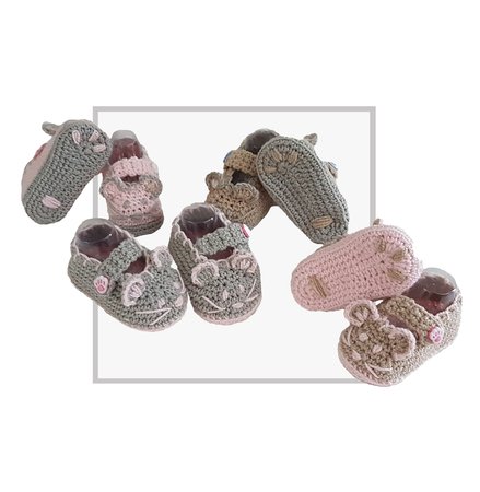 Mouse Crochet Baby Booties