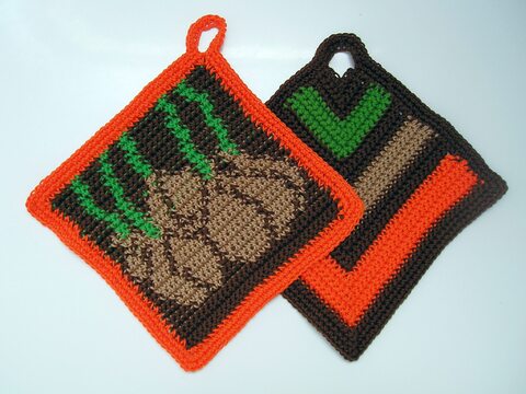 Häkelnaleitung Topflappen "Zwiebeln"