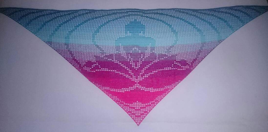 Motivtuch DieFriedvolle, Dreieckstuch, Häkelanleitung