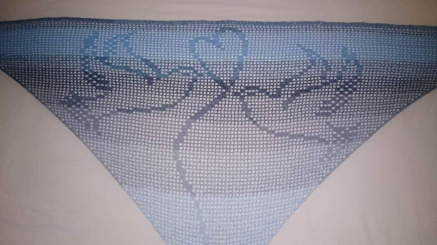 Motivtuch LovelyDove, Dreieckstuch, Häkelanleitung