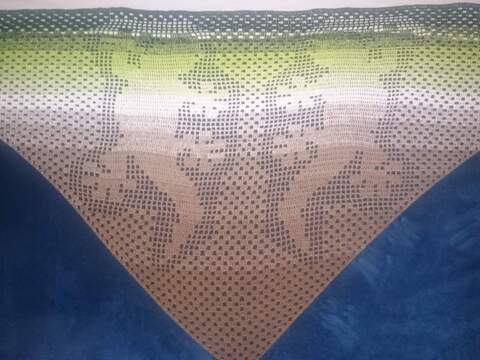 Motivtuch Gecko, Dreieckstuch, Häkelanleitung