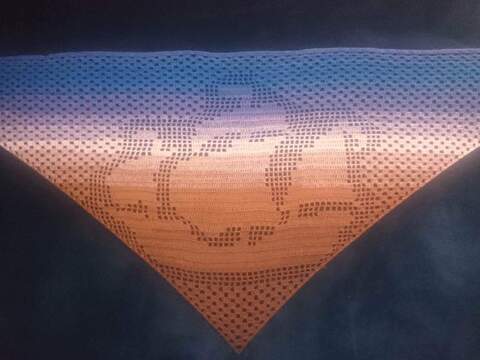 Motivtuch Schiff für Kinder, Kindertuch, Dreieckstuch, Häkelanleitung