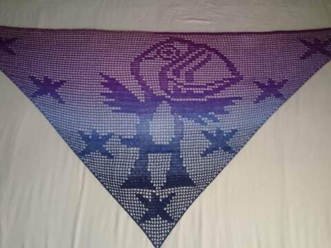 Motivtuch CrazyBird, Dreieckstuch, Häkelanleitung