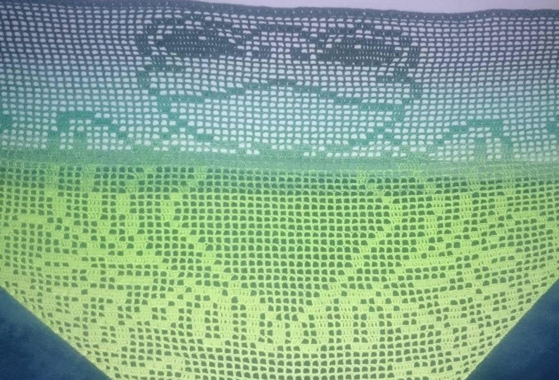 Motivtuch Frosch, Dreieckstuch, Häkelanleitung