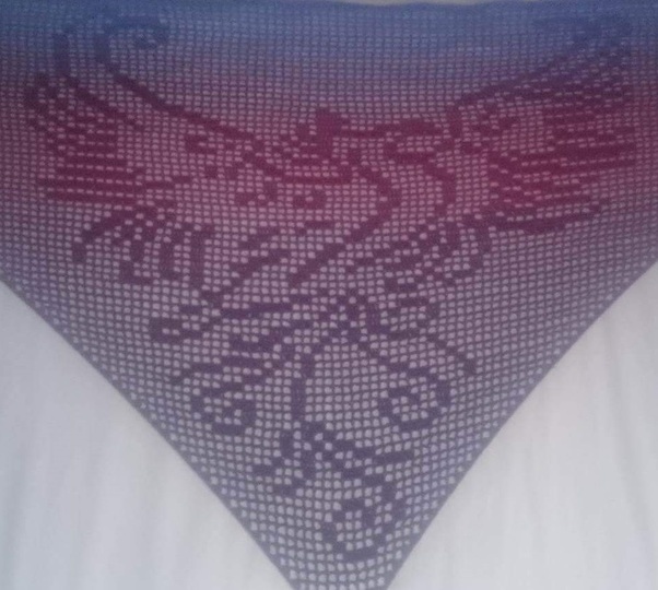 Motivtuch Feuervogel, Dreieckstuch, Häkelanleitung