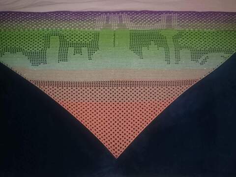 Motivtuch SkylineOne Köln, Dreieckstuch, Häkelanleitung