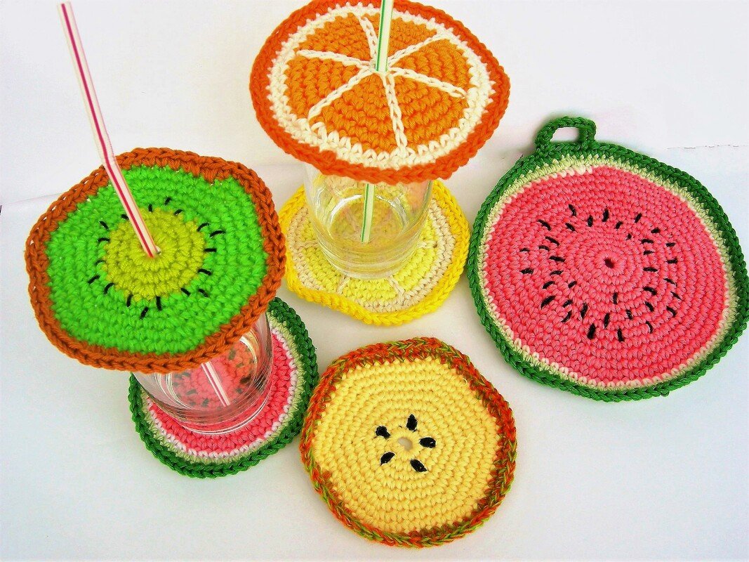 Früchte häkeln (Untersetzer, Glasdeckel, Topflappem) - Bild 3
