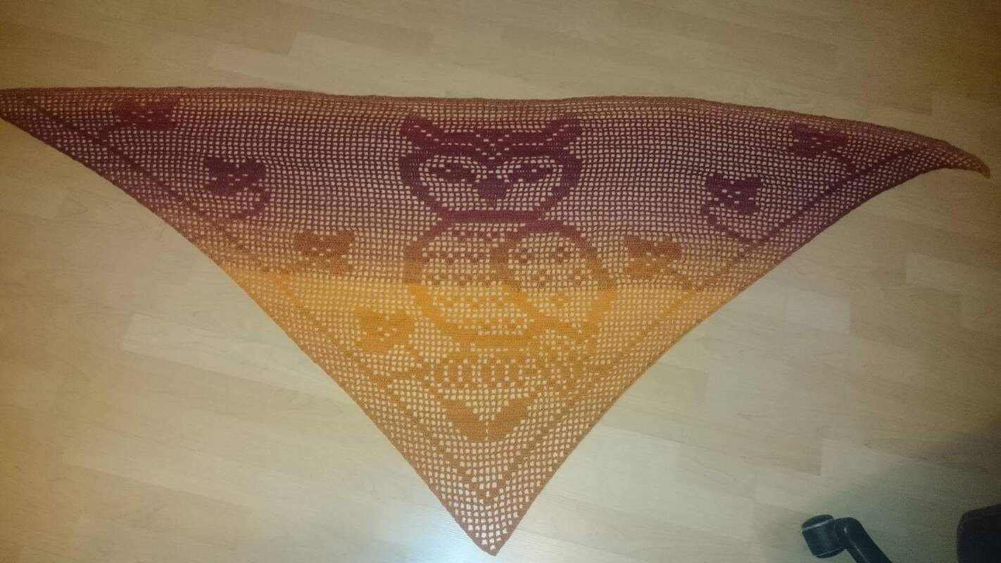 Motivtuch Owldream, Dreieckstuch, Häkelanleitung - Bild 3