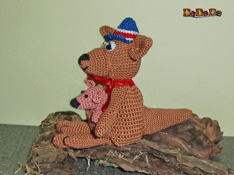 Geschenke-Tasche oder Adventskalender Tiere, Känguru - gehäkelt von Dadade