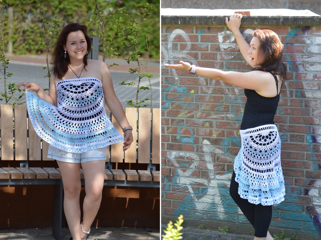 “Pi mal 4“ - häkel dir das Multitalent: Wickelrock, Bandeau, Stola, One-Shoulder… aus Bobbel „2-Touches“ von Nomis Valent