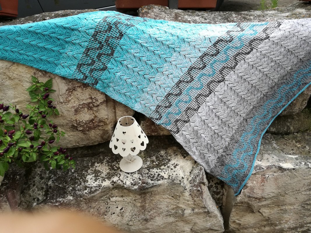 Strickanleitung * Tuch Wellenreiter * Dreieckstuch mit Mosaicmuster,  Summer-2017