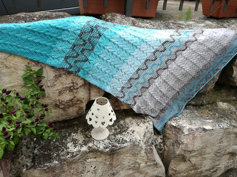 Strickanleitung * Tuch Wellenreiter * Dreieckstuch mit Mosaicmuster,  Summer-2017