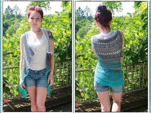 Häkelanleitung Zipfelweste ++ Lagune ++ Gr. 32 - 48