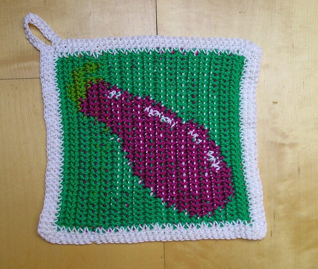 Häkelnaleitung Topflappenset "Aubergine"