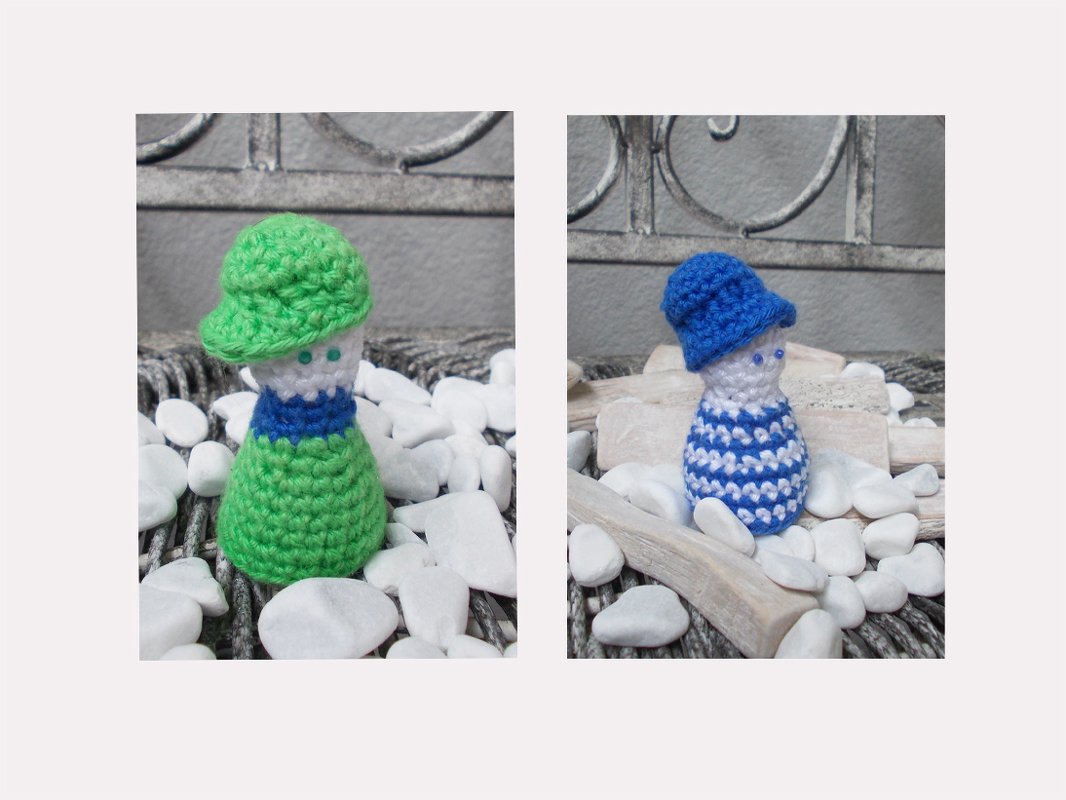 Häkelanleitung für Mini-Puppe, Maskottchen Leroy mit Basecap (6 cm hoch)