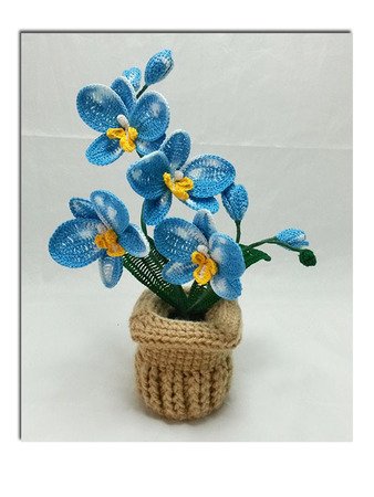 Crochet Tulip Flower Bouquet Mixed with Crochet Lucky Star in Light Blue  Color