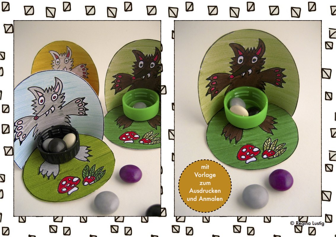 böser Wolf-Wurfspiel, Ausmalbogen und Anleitung, basteln für Kinder - Bild 4