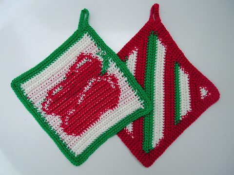 Häkelanleitung Topflappen "Paprika"