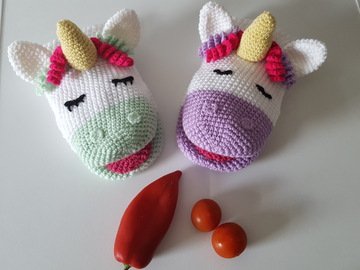 80 Häkelanleitung Handpuppe Einhorn oder Topflappen Einhorn