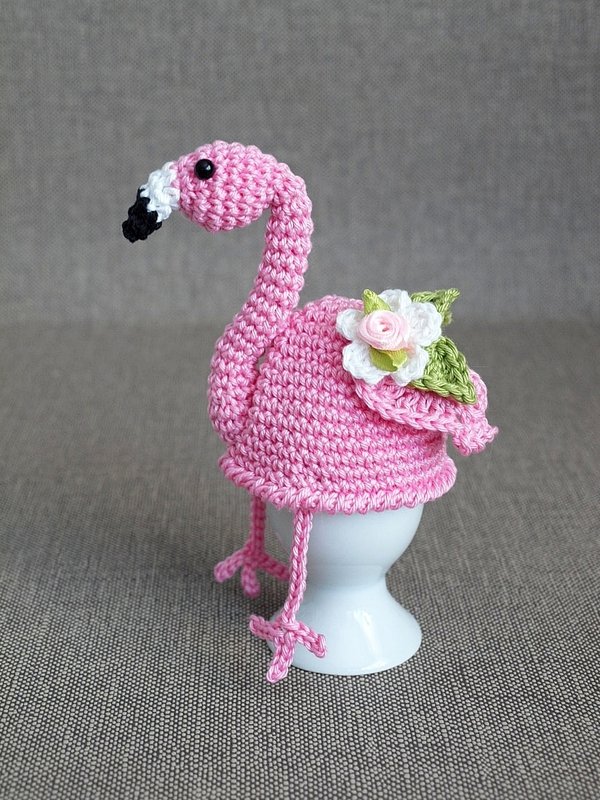 Häkelanleitung Eierwärmer Flamingo