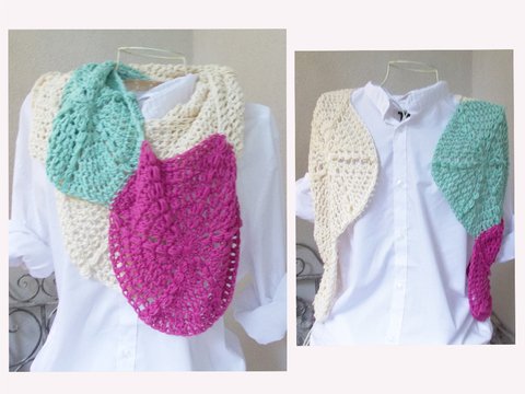 Häkelanleitung für lässige Bolero-Weste/Schlauchschal (ca. 200 g leicht bei Baumwolle) mit Größenangaben für Gr. 32 - 46